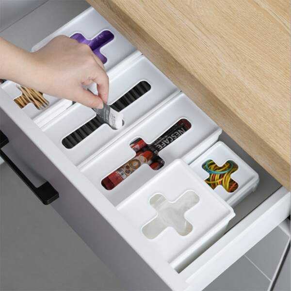 

1pc Multifunctional Cross Visual Storage Box, White