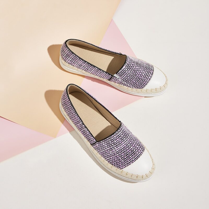

Cap Toe Slip-on Woven Flats, Purple