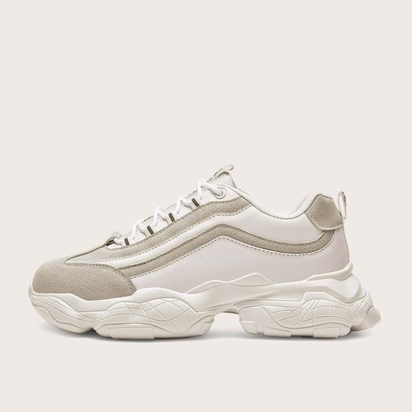 

Men Lace-up Front Chunky Sneakers, Beige
