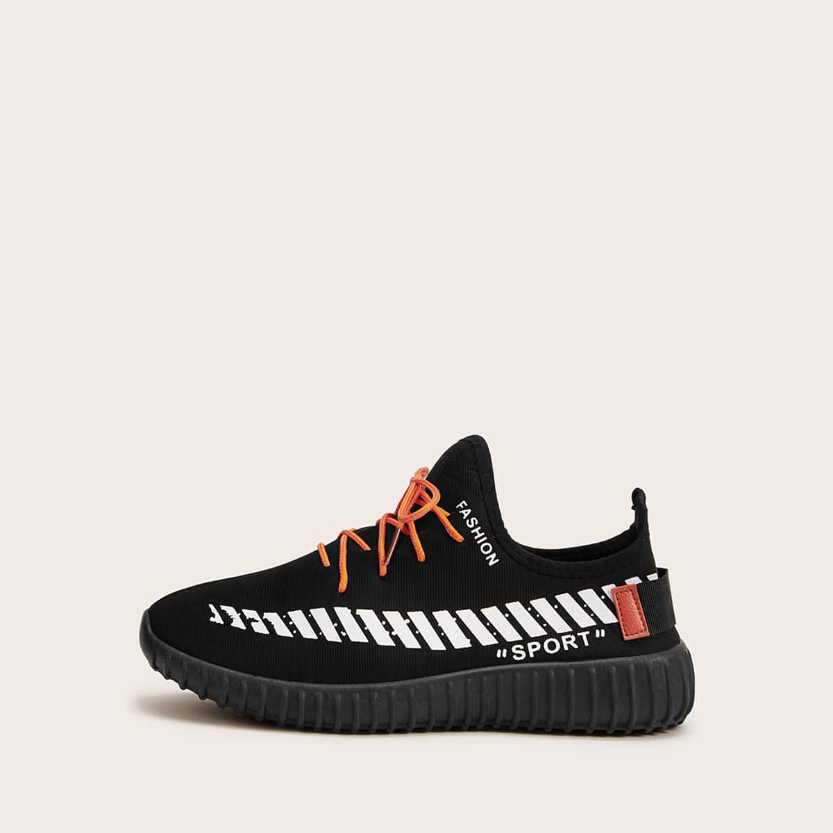 

Guys Striped & Letter Graphic Lace-up Front Sneakers, Black