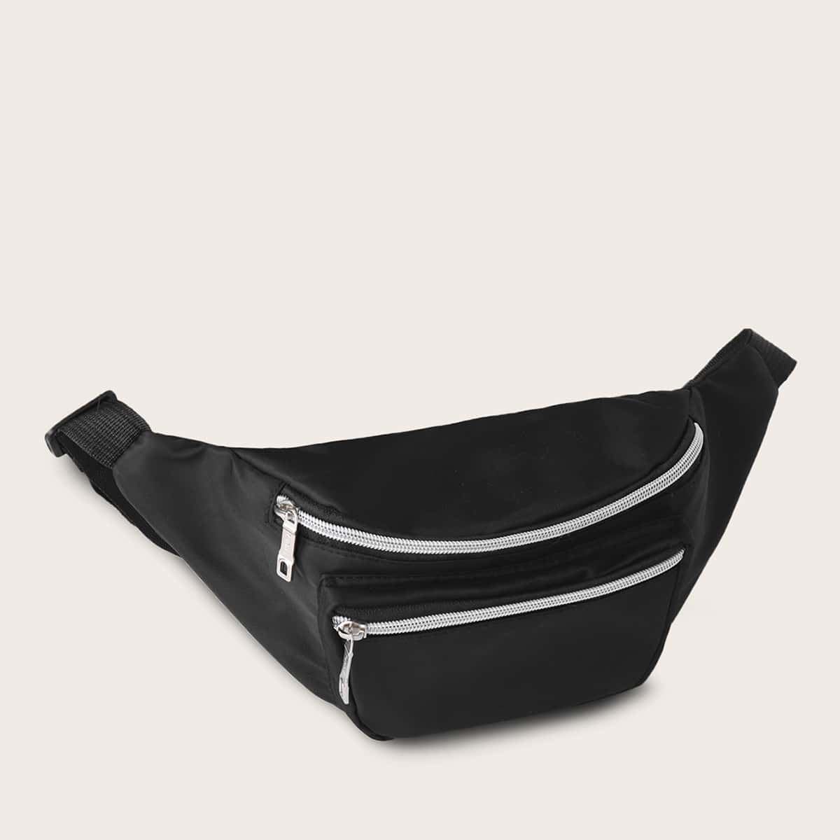 

Guys Double Zip Front Fanny Pack, Black