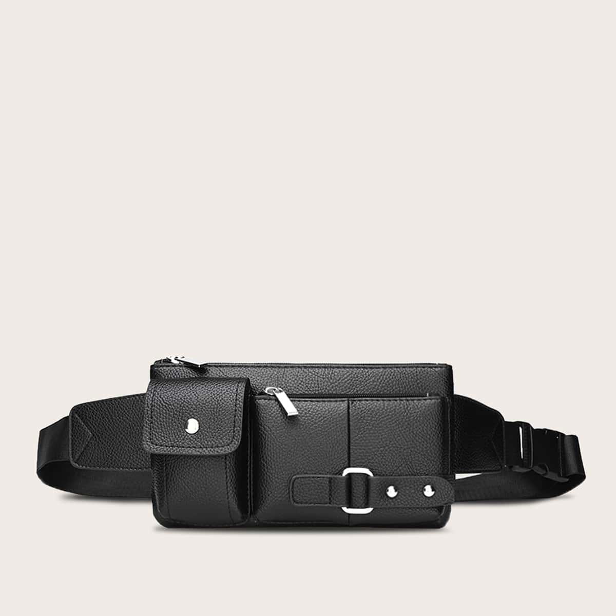 

Guys Multi Pocket Front Fanny Pack, Black