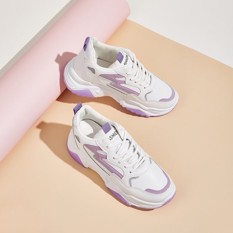 

Letter Graphic Lace-up Chunky Sneakers, White