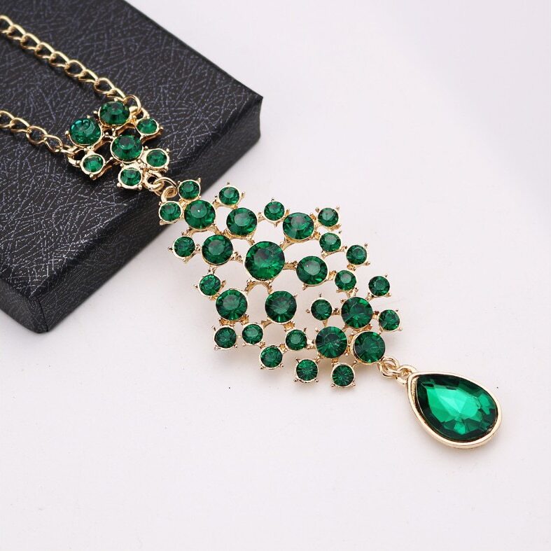 

Wedding Rhinestone Engraved Forehead Jewelry, Green