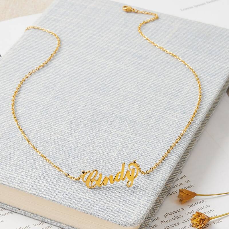 

Cindy Letter Charm Chain Necklace, Gold