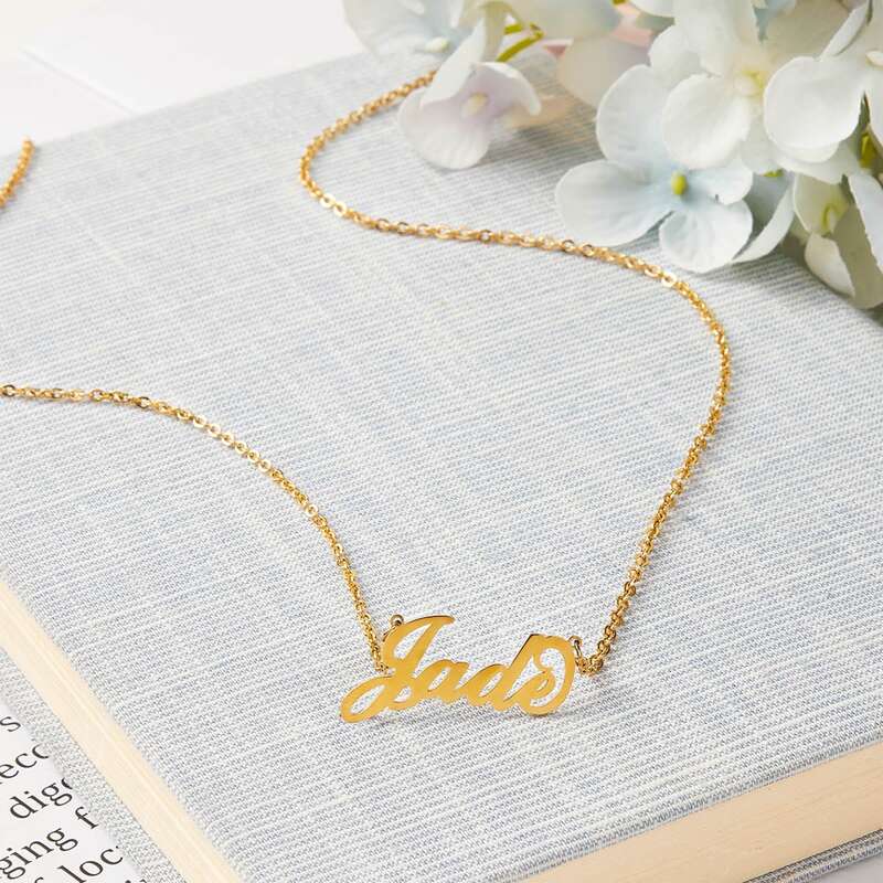 

Jade Letter Charm Chain Necklace, Gold