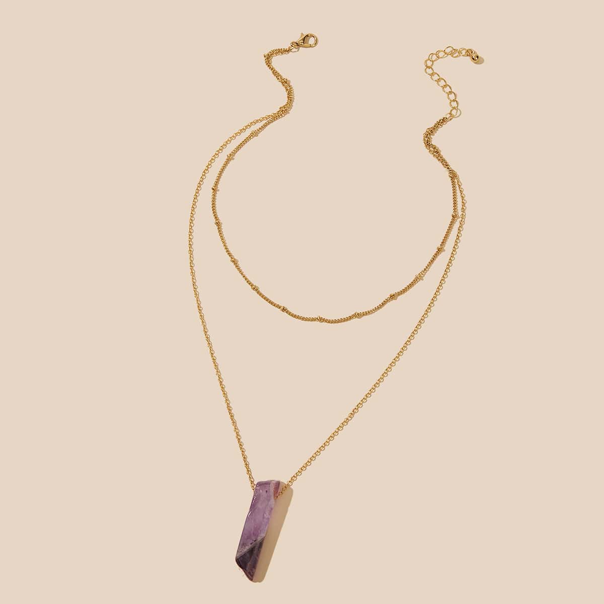 

Stone Charm Chain Layered Necklace, Multicolor