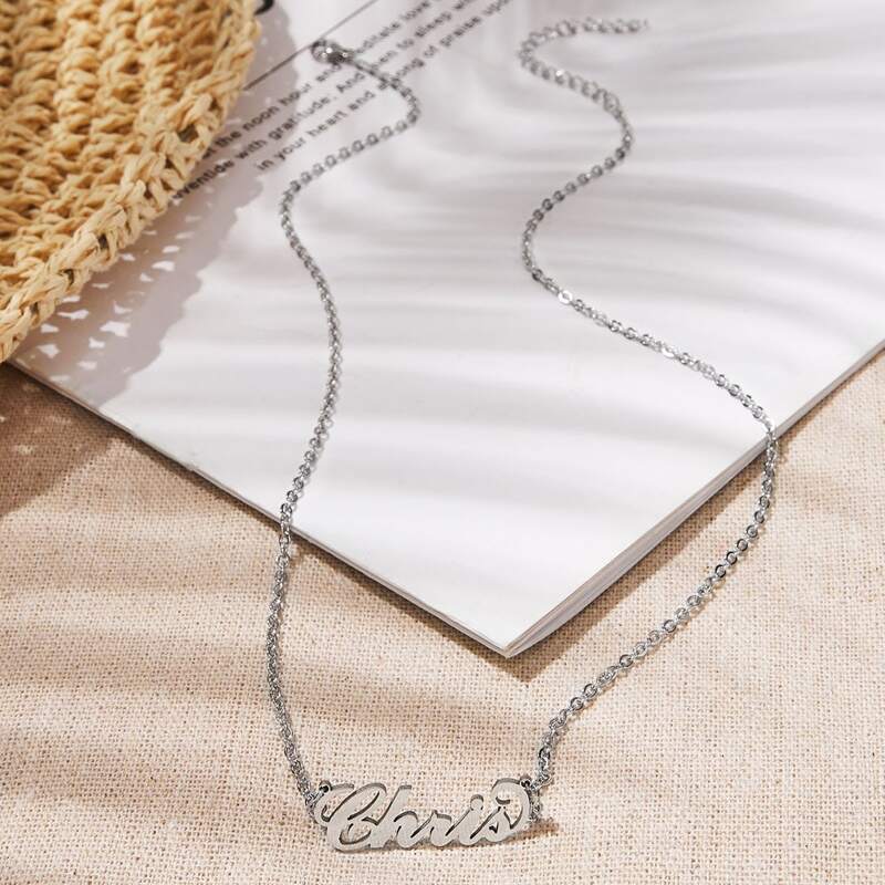 

Chris Letter Charm Chain Necklace, Silver