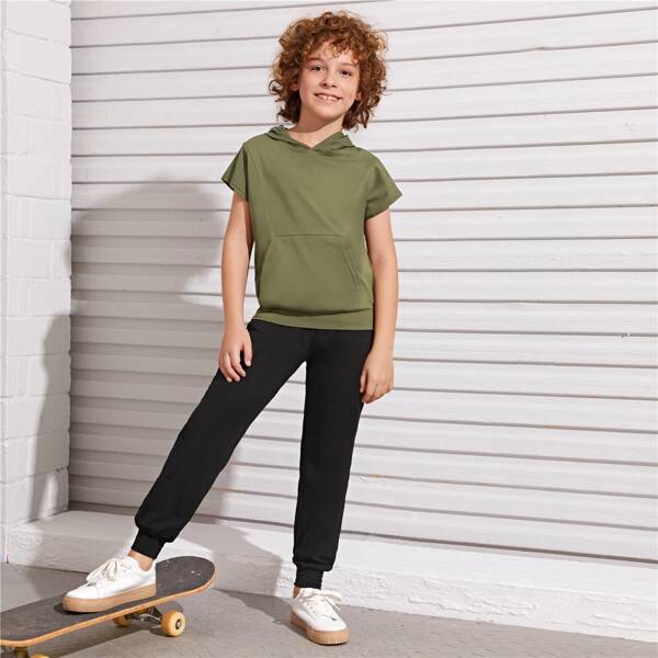 

Boys Pocket Front Hooded Top & Sweatpants Set, Multicolor