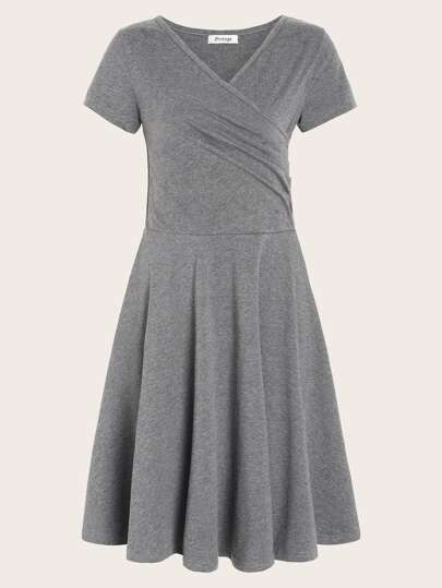 Surplice Neck Flowy Jersey Dress