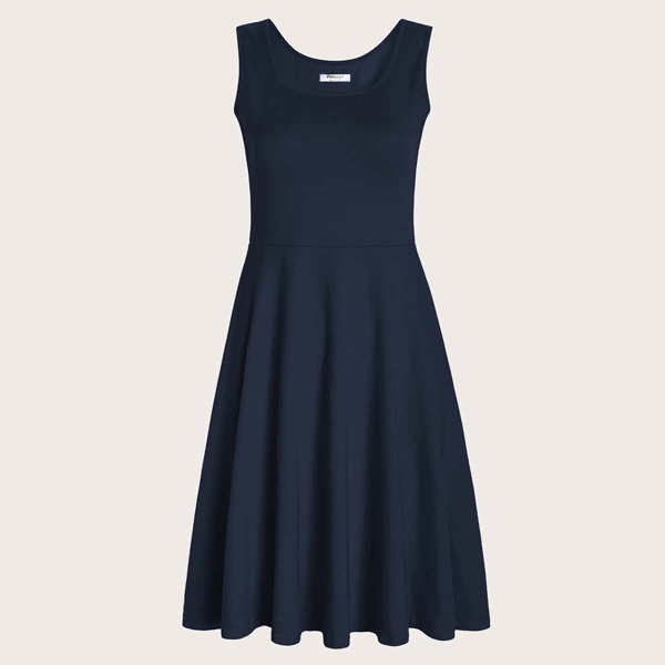 

Scoop Neck Flowy Jersey Dress, Navy