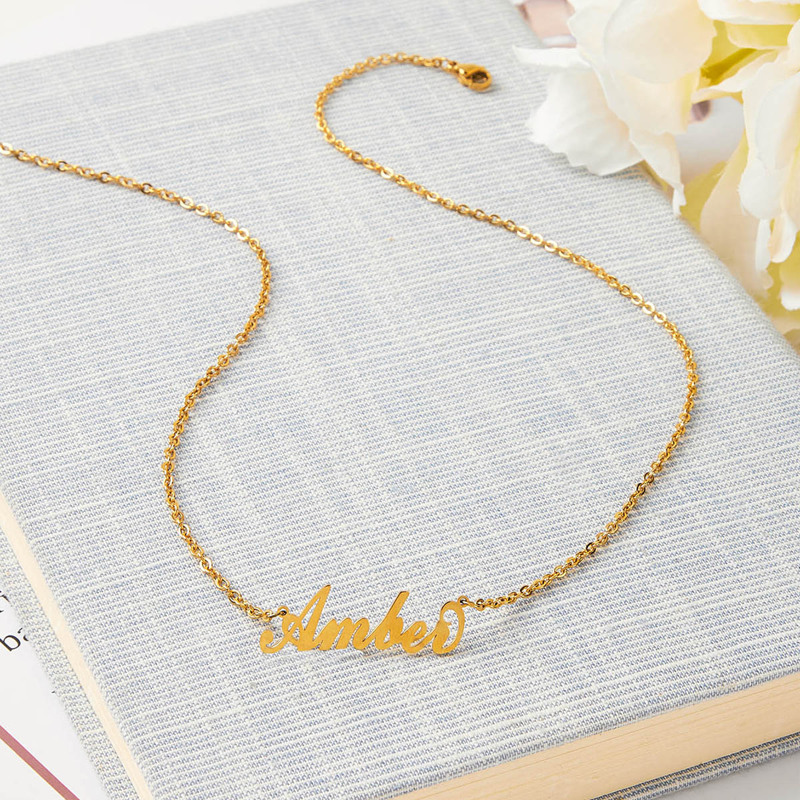 

Amber Letter Charm Chain Necklace, Gold
