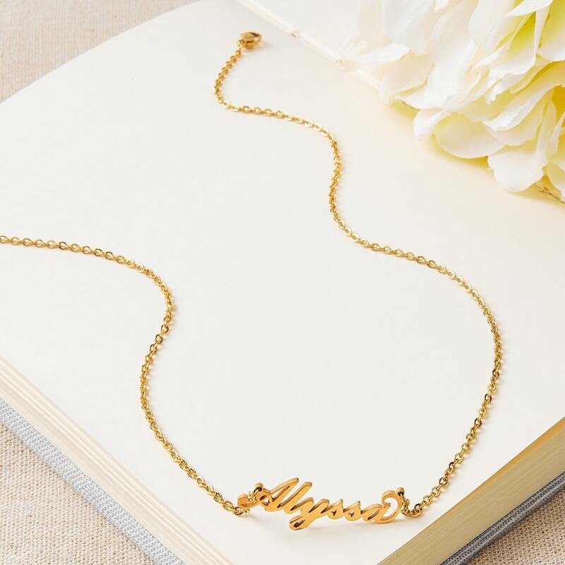 

Alyssa Letter Charm Chain Necklace, Gold