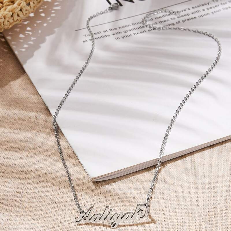 

Aaliyah Letter Charm Chain Necklace, Silver