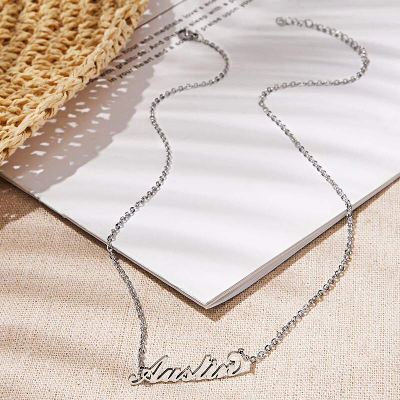 

Austin Letter Charm Chain Necklace, Silver