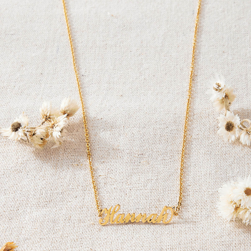 

Hannah Letter Charm Chain Necklace, Gold