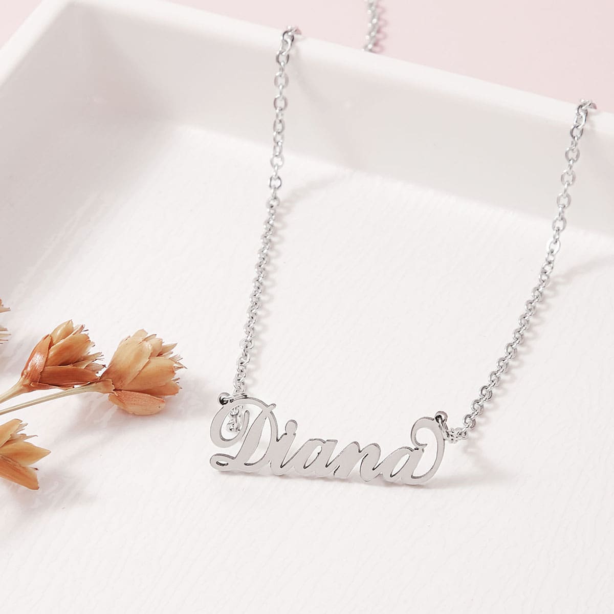 

Diana Letter Charm Chain Necklace, Silver