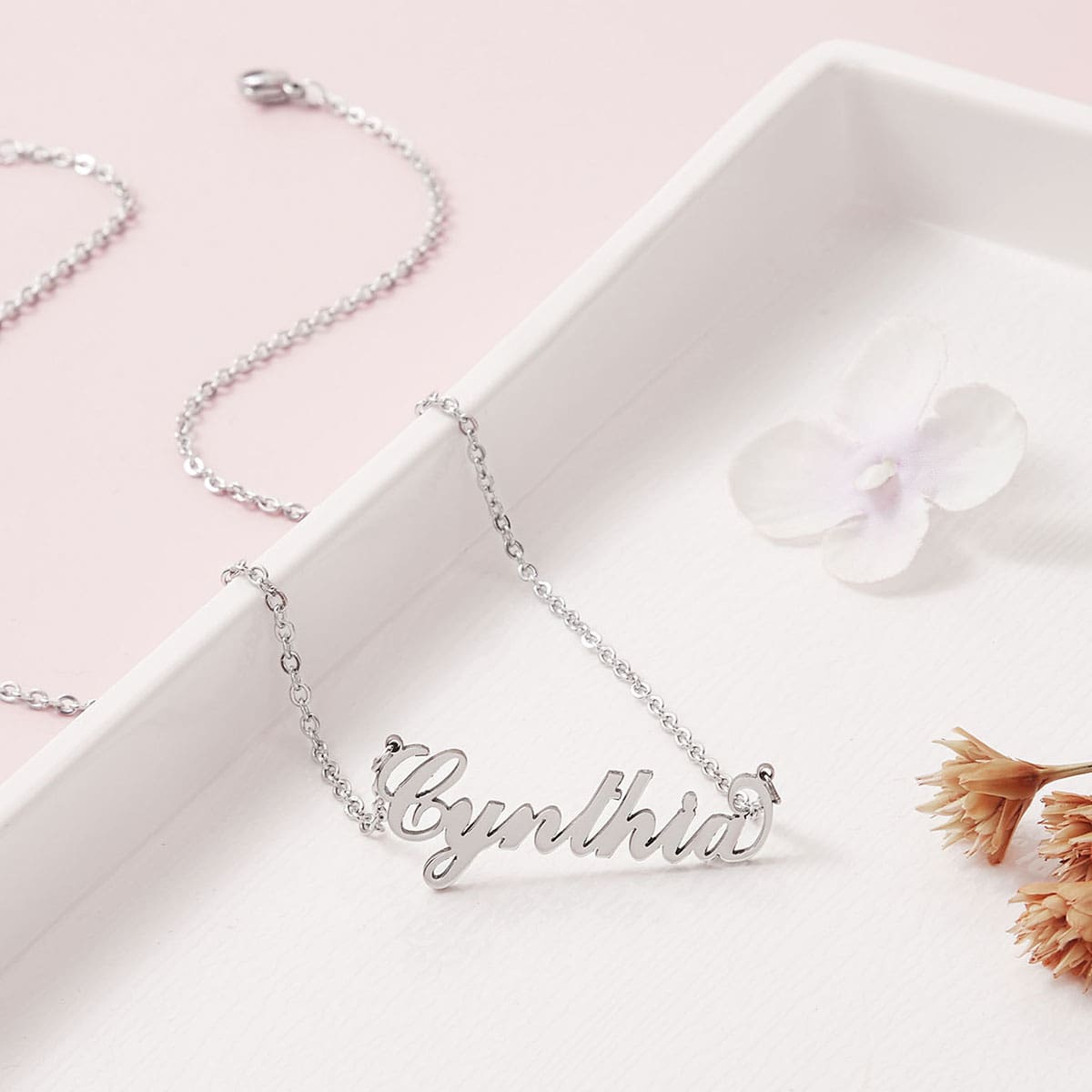 

Cynthia Letter Charm Chain Necklace, Silver