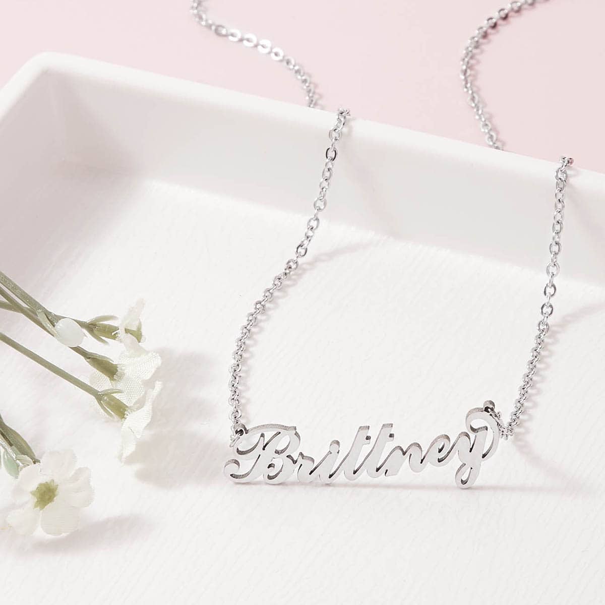 

Brittney Letter Charm Chain Necklace, Silver
