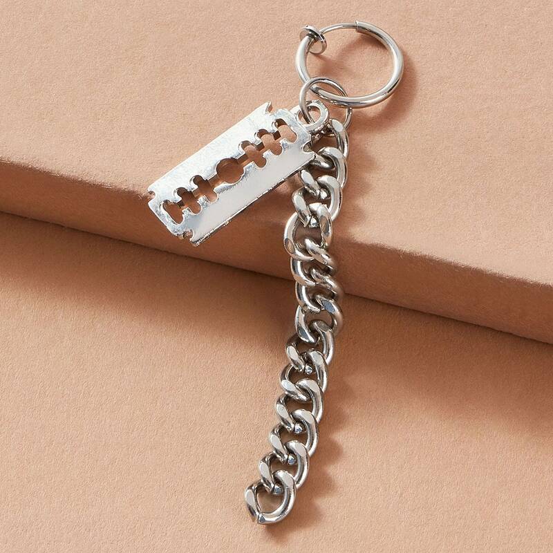 

1pc Chain Decor Earring, Silver