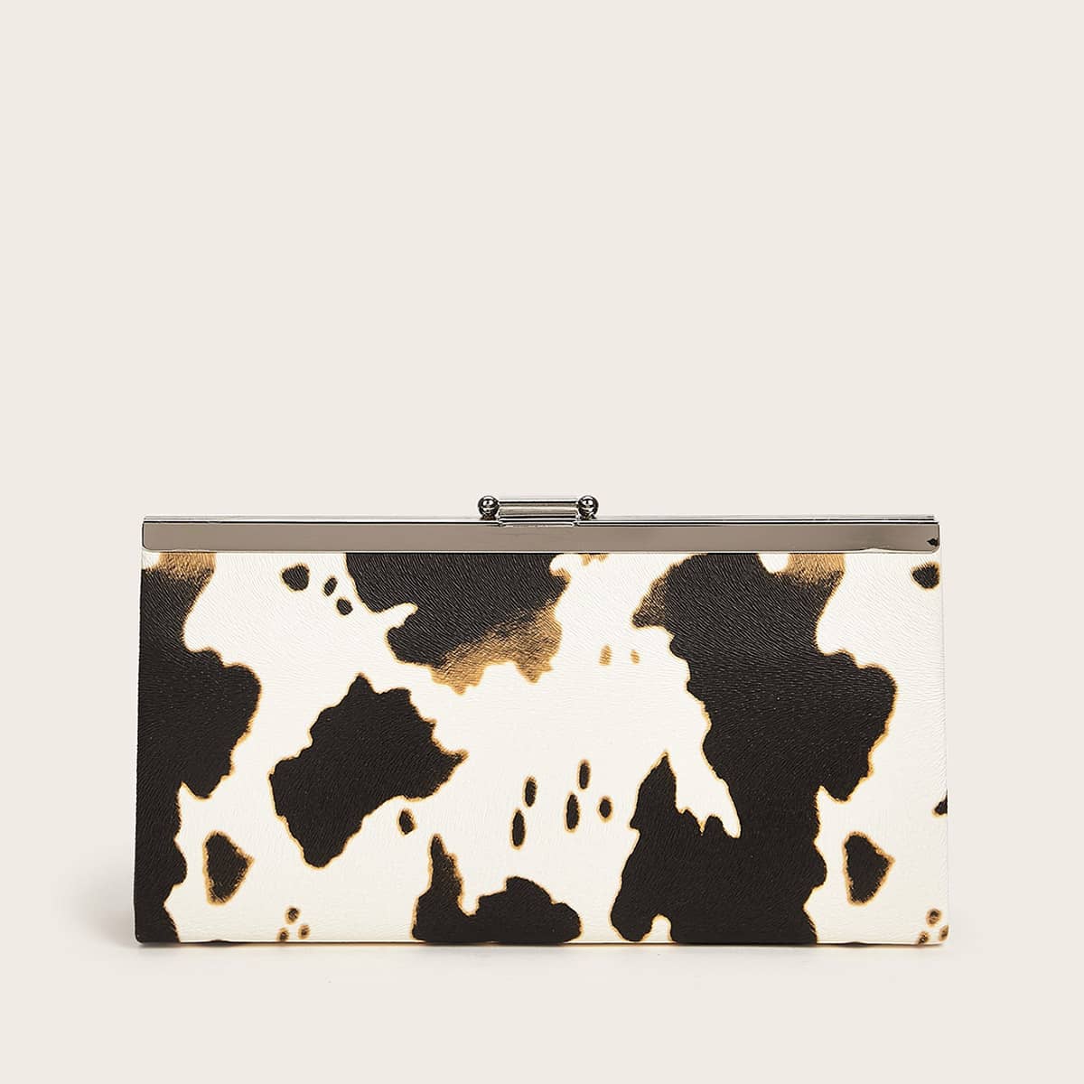 Cow Print Chain Clutch Bag, Multicolor