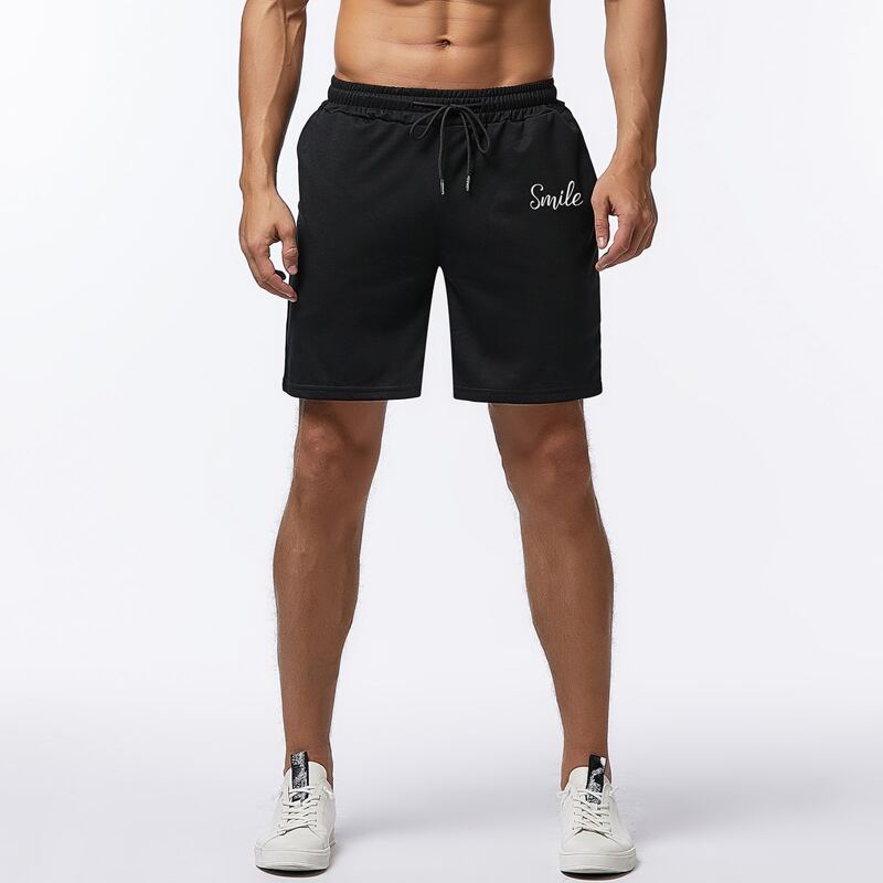 

Guys Letter Graphic Drawstring Shorts, Black