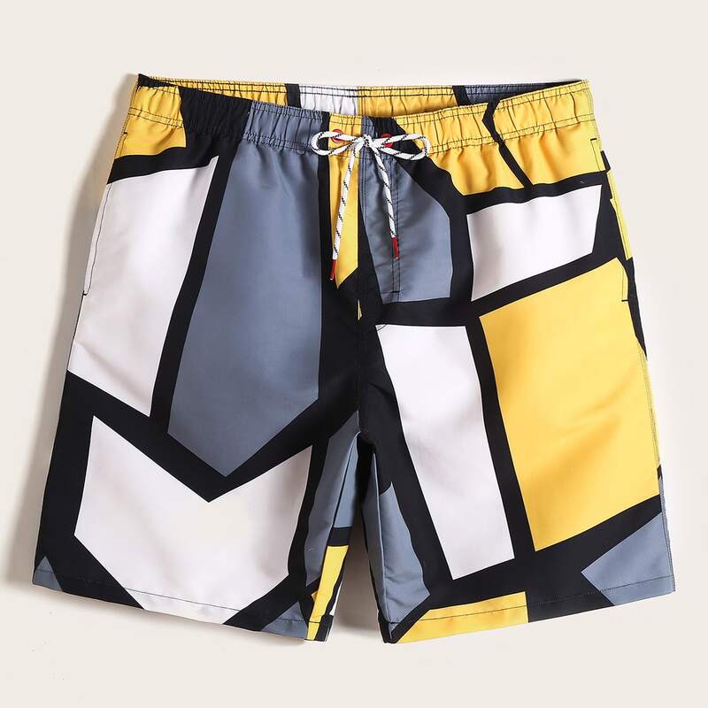 

Guys Cut And Sew Drawstring Swim Trunks, Multicolor