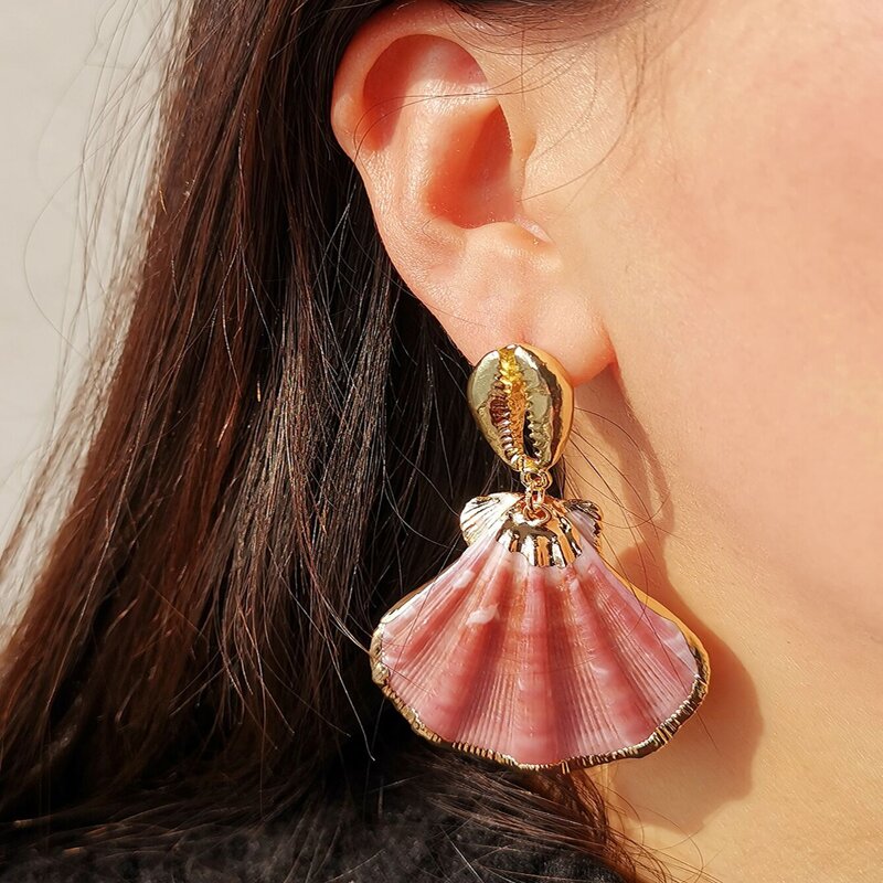 

1pair Shell Drop Earrings, Multicolor