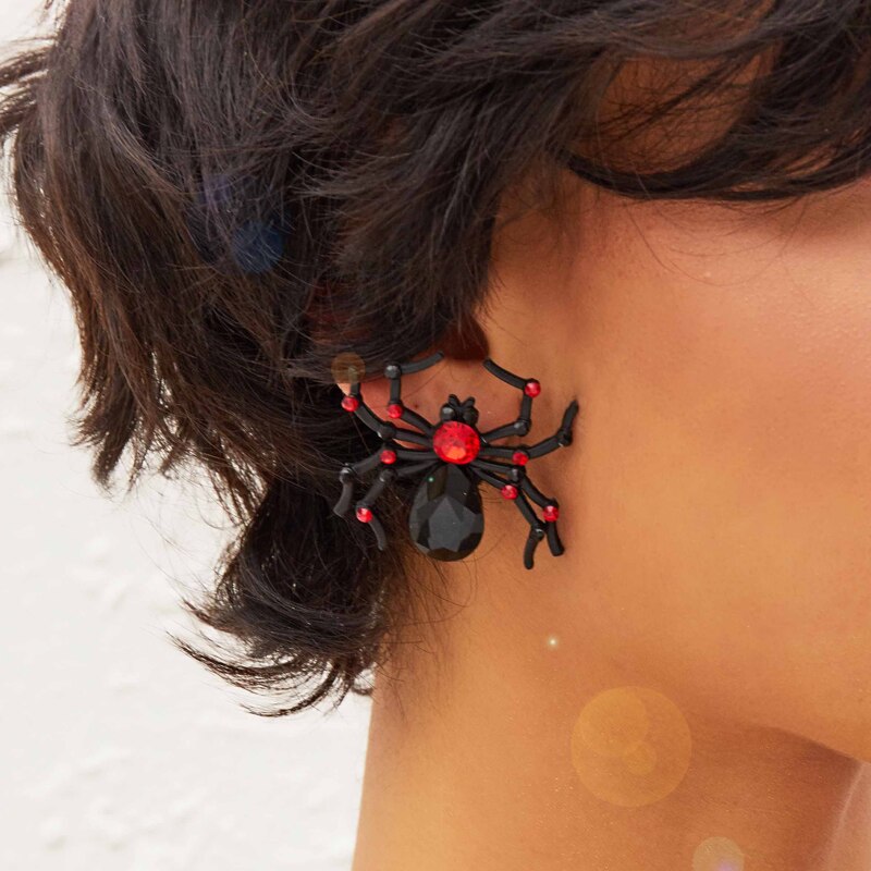 

1pair Spider Stud Earrings, Black