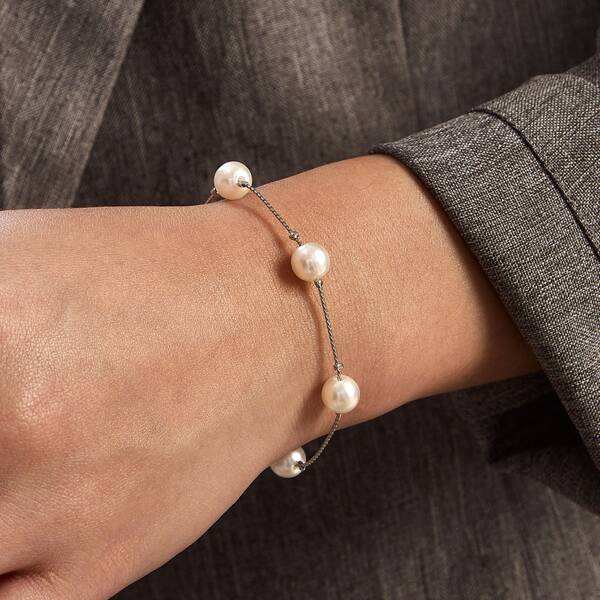 

1pc Faux Pearl Decor Chain Bracelet, White