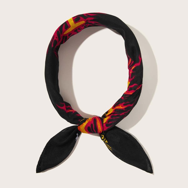 

Men Fire Pattern Bandana, Black