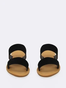 平跟拖鞋 - 黑色 - 查看 2