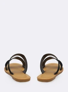 平跟拖鞋 - 黑色 - 查看 4