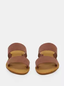 Cool Outdoors Flat Slippers For Women, Twin Strap Rubber Open Toe Slide Sandals Halloween Christmas Fall Winter Mother's Day Present - Brown - View 2