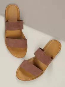 Cool Outdoors Flat Slippers For Women, Twin Strap Rubber Open Toe Slide Sandals Halloween Christmas Fall Winter Mother's Day Present - Brown - View 1