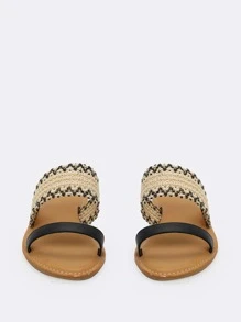 Intertwined Dual Bands Slide On Flat Sandals - Multicolor - View 2