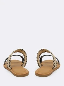 Intertwined Dual Bands Slide On Flat Sandals - Multicolor - View 4