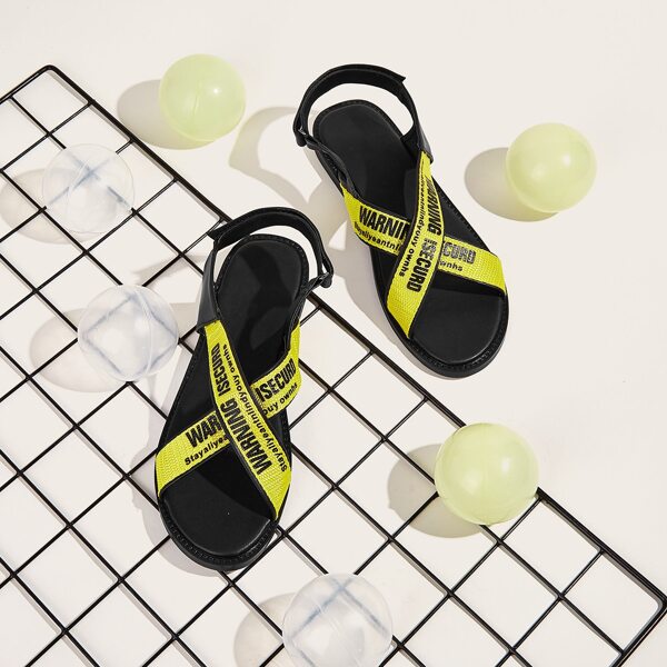 

Letter Graphic Cross Strap Slingback Sandals, Yellow