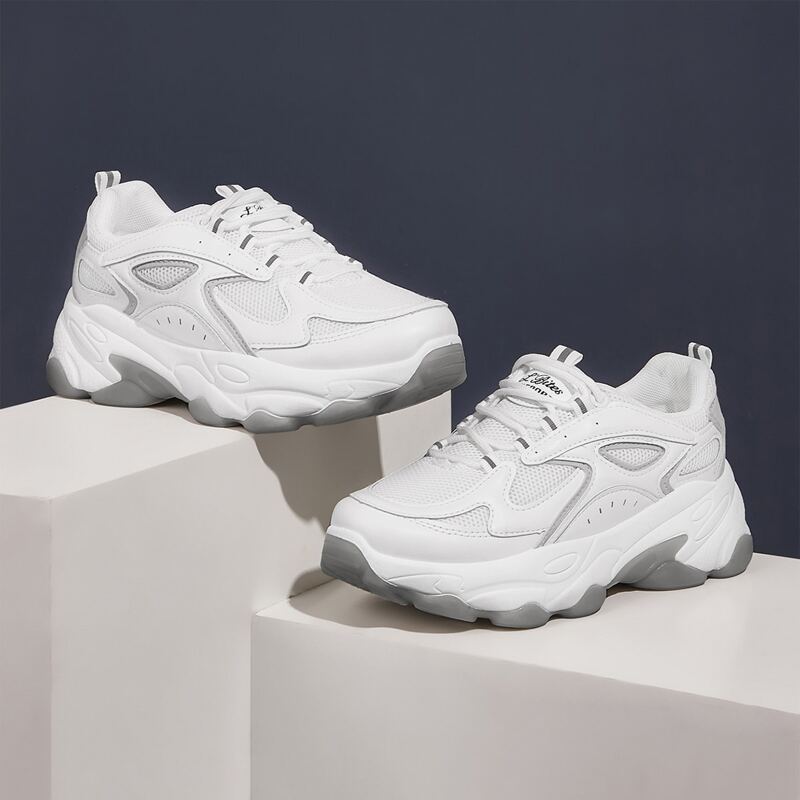 

Lace-up Front Chunky Sneakers, White