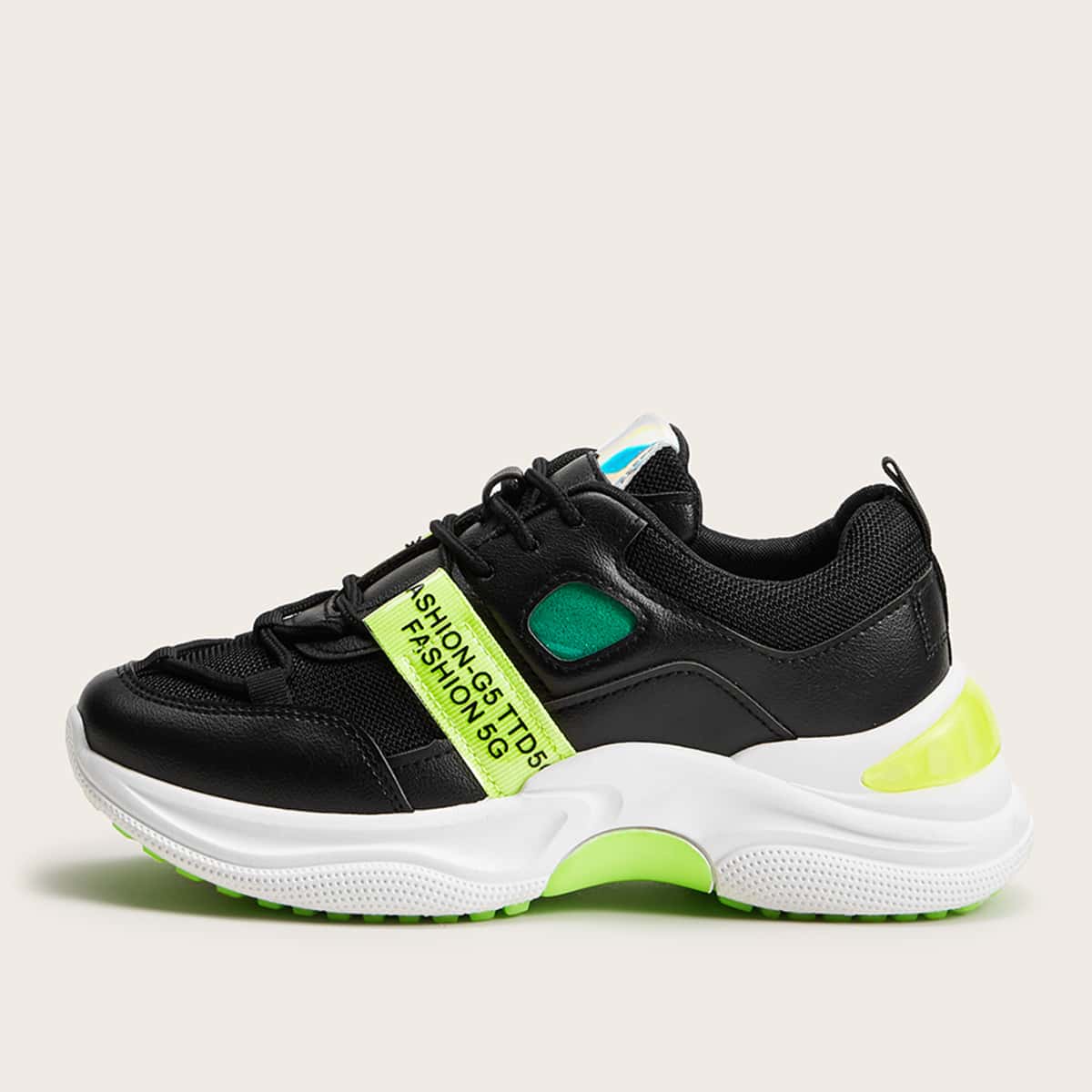 

Lace-up Front Chunky Sneakers, Black