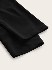 SHEIN Privé Plus Tie Side Wrap Peplum Top - Black - View 4