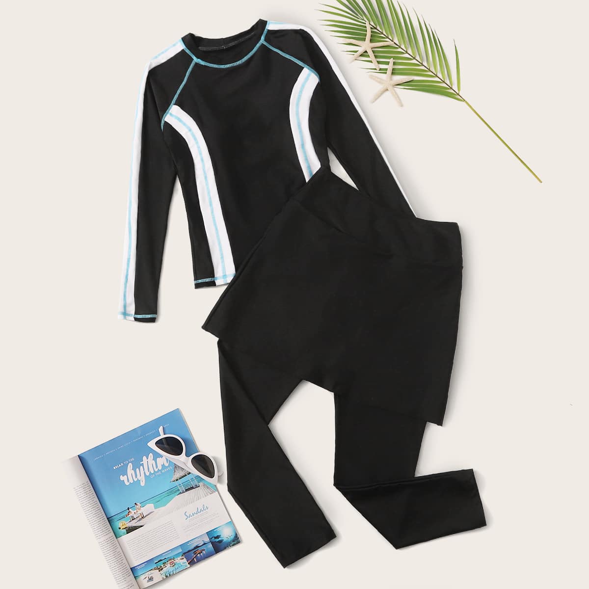 

Colorblock Modest Swimwear, Black