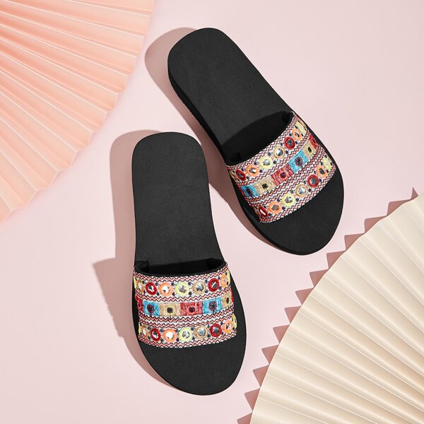 

Chevron Embroidery Sliders, Multicolor