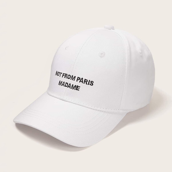 

Letter Embroidery Baseball Cap, White
