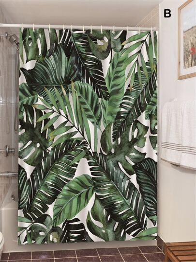 1pc Tropical Leaf Print Shower Curtain - 100 Mother's Day Gift Ideas