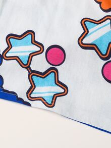 男嬰卡通圖案拼色t恤和標語圖案短褲 - 彩色 - 查看 5