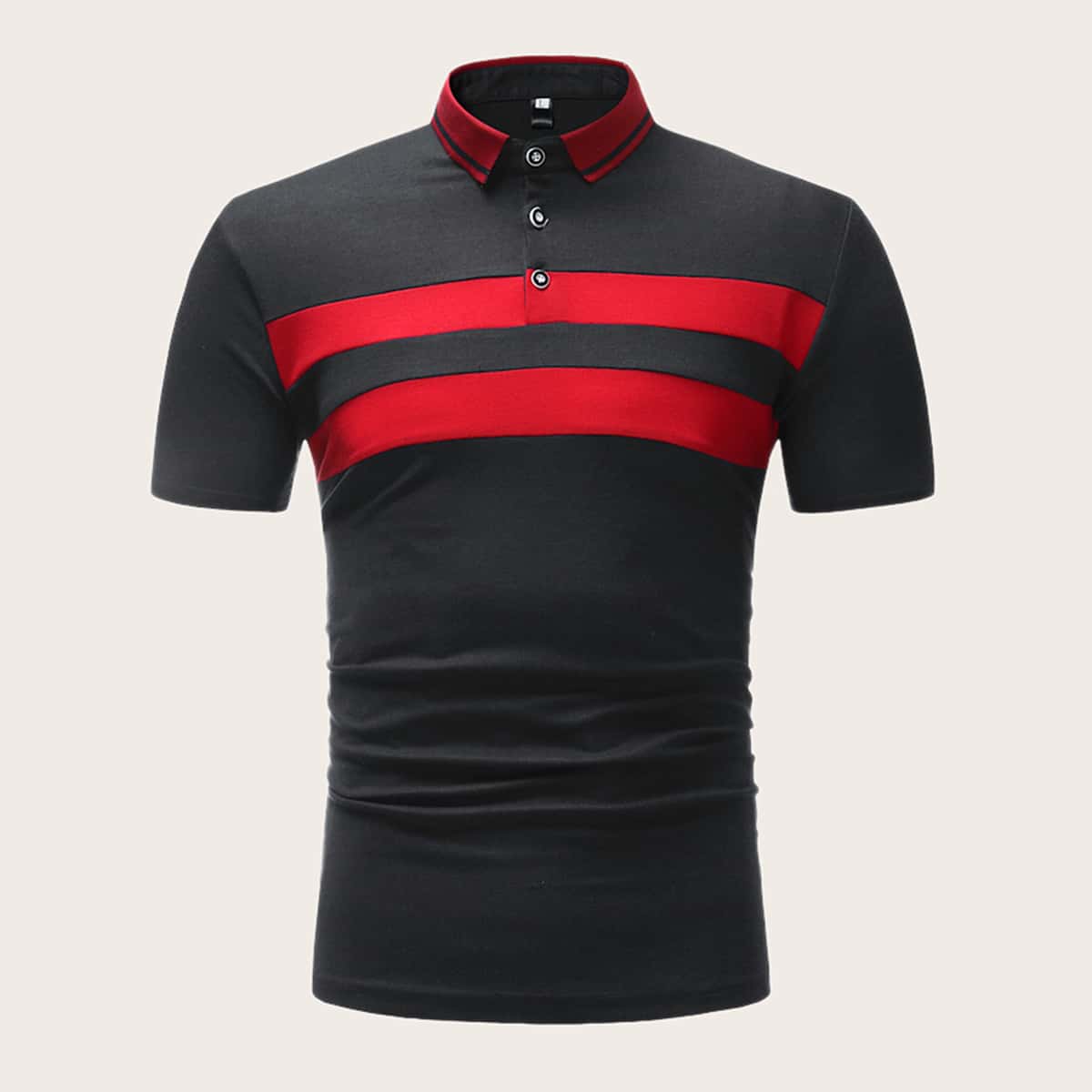 

Guys Contrast Panel Polo Shirt, Black