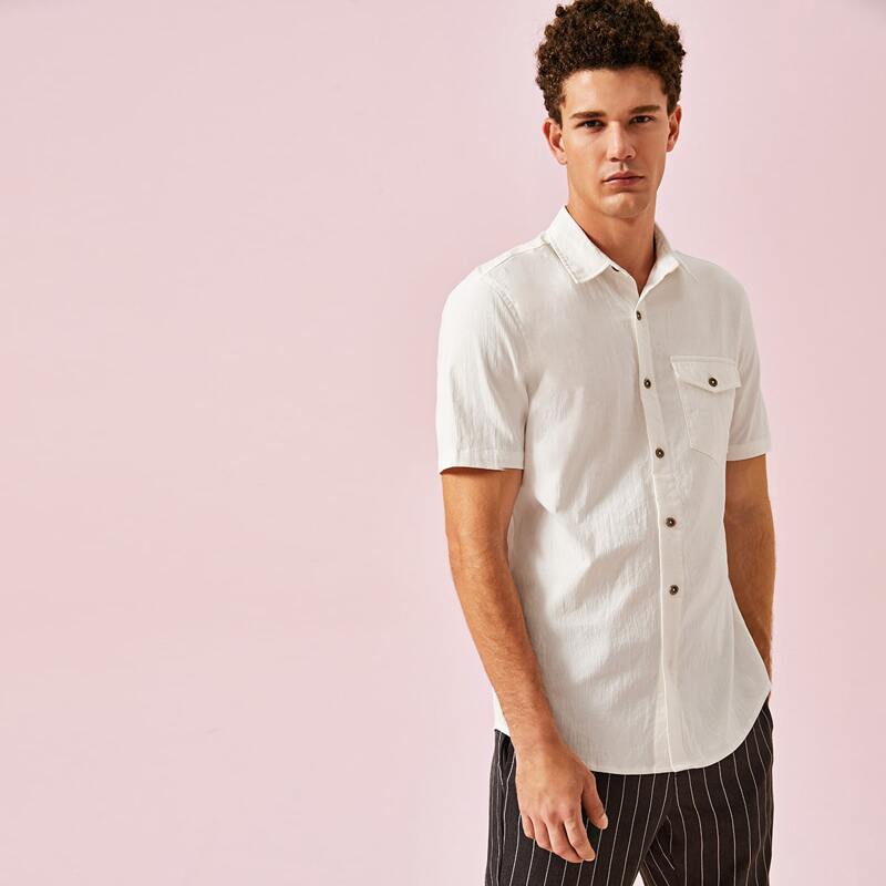 

Guys Flap Pocket Front Shirt, White
