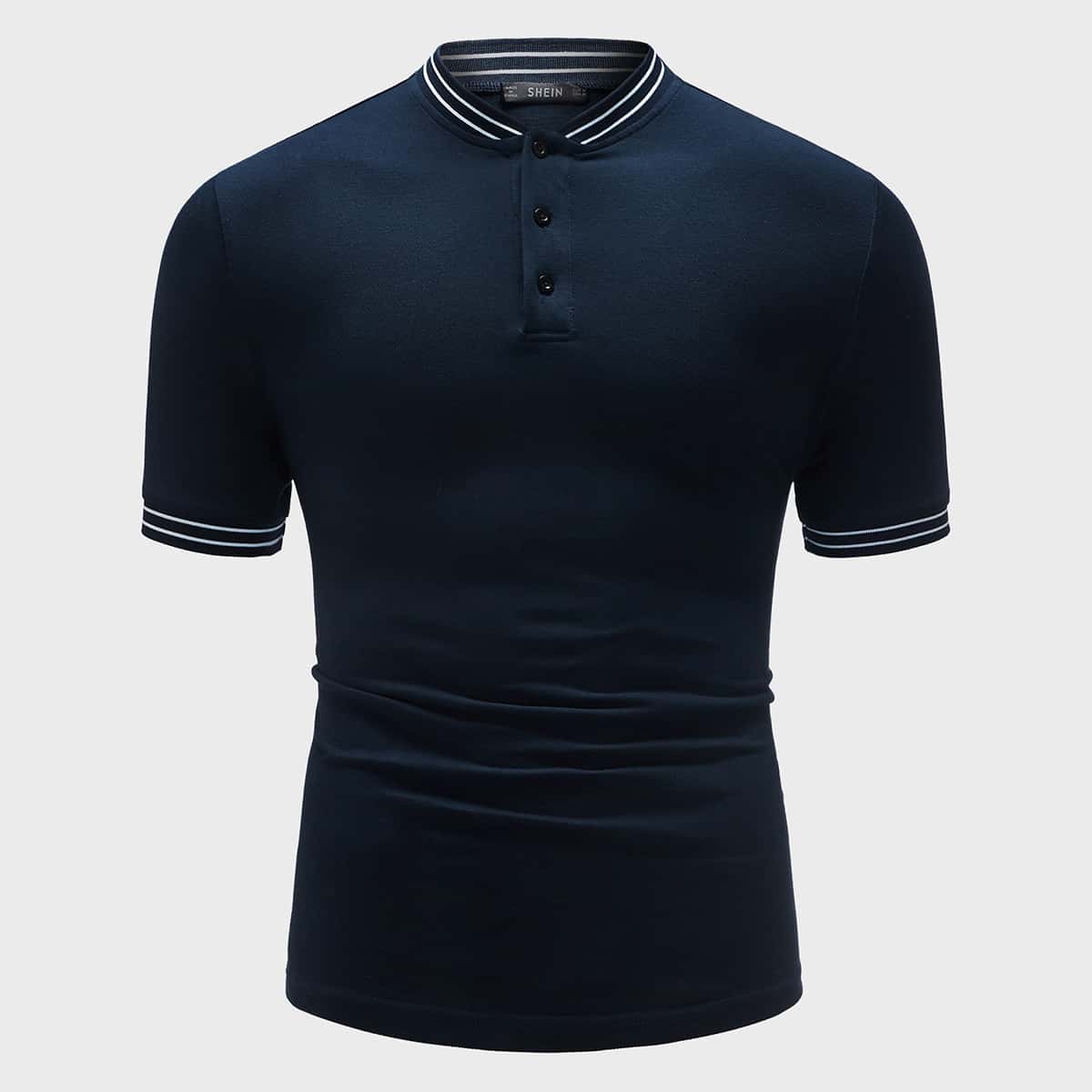 

Guys Striped Trim Polo Shirt, Navy blue
