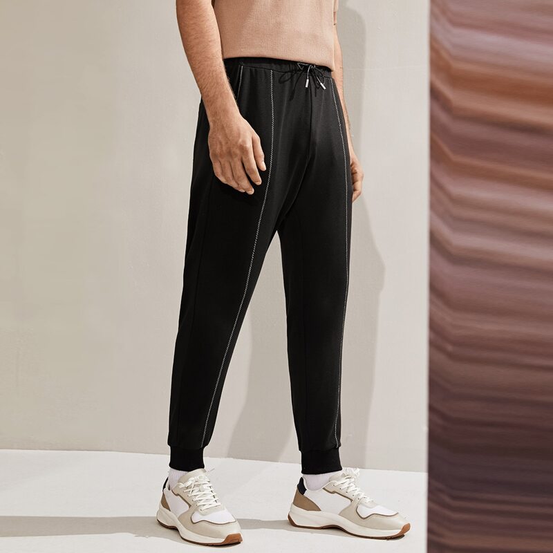

Guys Contrast Stitch Sweatpants, Black